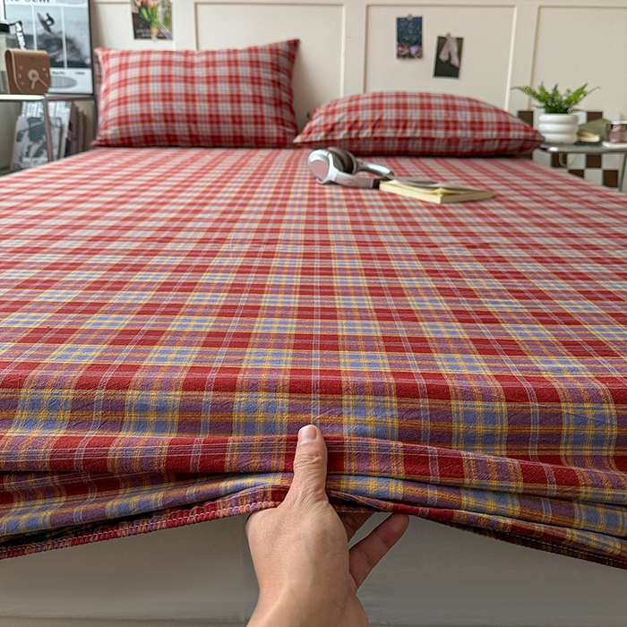 91家纺网 家纺一手货源 找家纺 大柏树 2026新款全棉纯棉水洗棉单床笠单品床笠床笠单件 布雷红