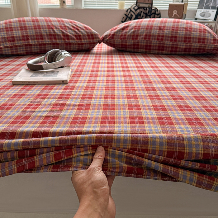 91家纺网 家纺一手货源 找家纺 大柏树 2026新款全棉纯棉水洗棉单床笠单品床笠床笠单件 布雷红