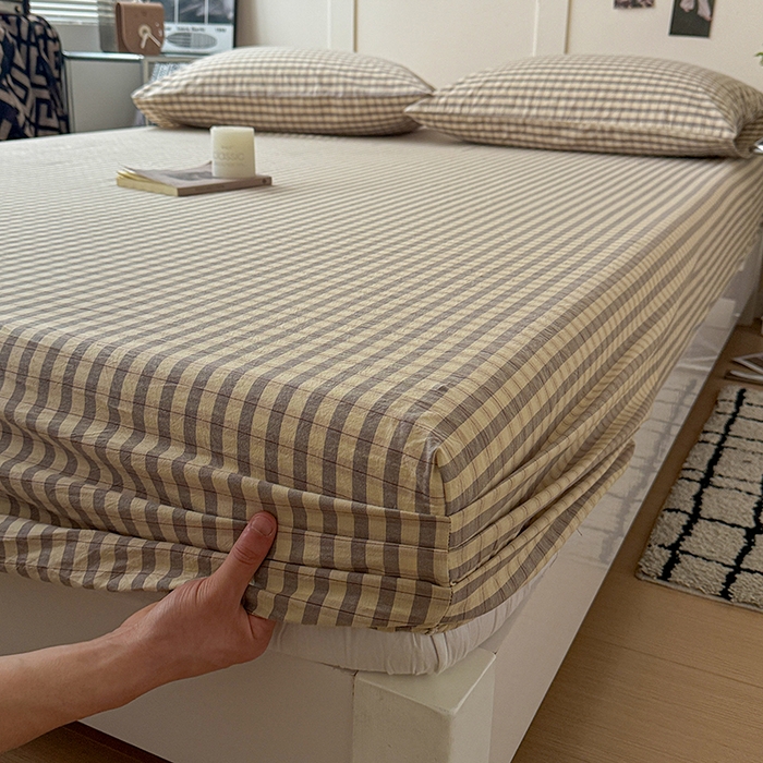 91家纺网 家纺一手货源 找家纺 大柏树 2026新款全棉纯棉水洗棉单床笠单品床笠床笠单件 朵拉灰