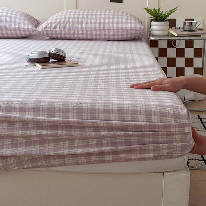 91家纺网 家纺一手货源 找家纺 大柏树 2026新款全棉纯棉水洗棉单床笠单品床笠床笠单件 奶油紫