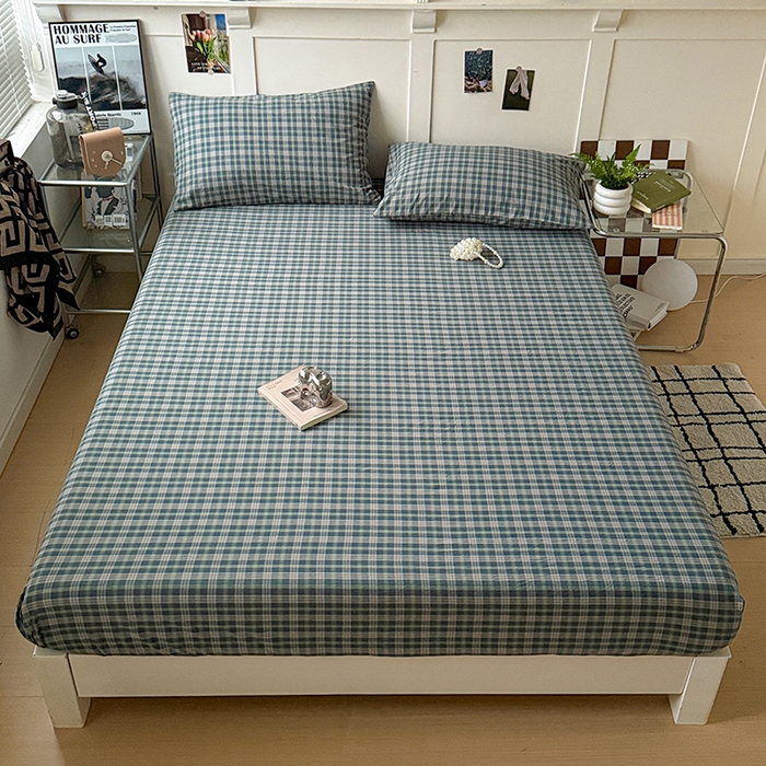 91家纺网 家纺一手货源 找家纺 大柏树 2026新款全棉纯棉水洗棉单床笠单品床笠床笠单件 维尼蓝