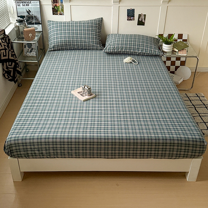 91家纺网 家纺一手货源 找家纺 大柏树 2026新款全棉纯棉水洗棉单床笠单品床笠床笠单件 维尼蓝