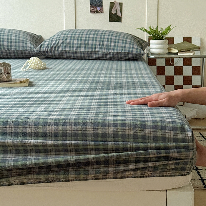 91家纺网 家纺一手货源 找家纺 大柏树 2026新款全棉纯棉水洗棉单床笠单品床笠床笠单件 维尼蓝