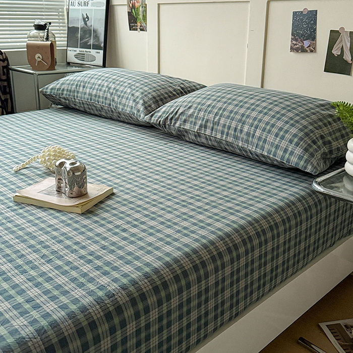 91家纺网 家纺一手货源 找家纺 大柏树 2026新款全棉纯棉水洗棉单床笠单品床笠床笠单件 维尼蓝