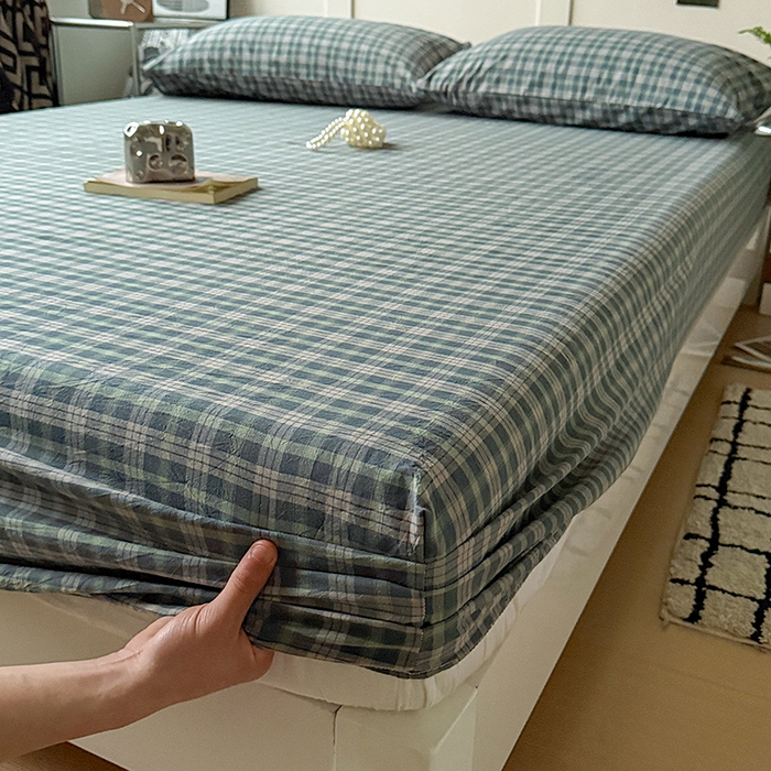 91家纺网 家纺一手货源 找家纺 大柏树 2026新款全棉纯棉水洗棉单床笠单品床笠床笠单件 维尼蓝