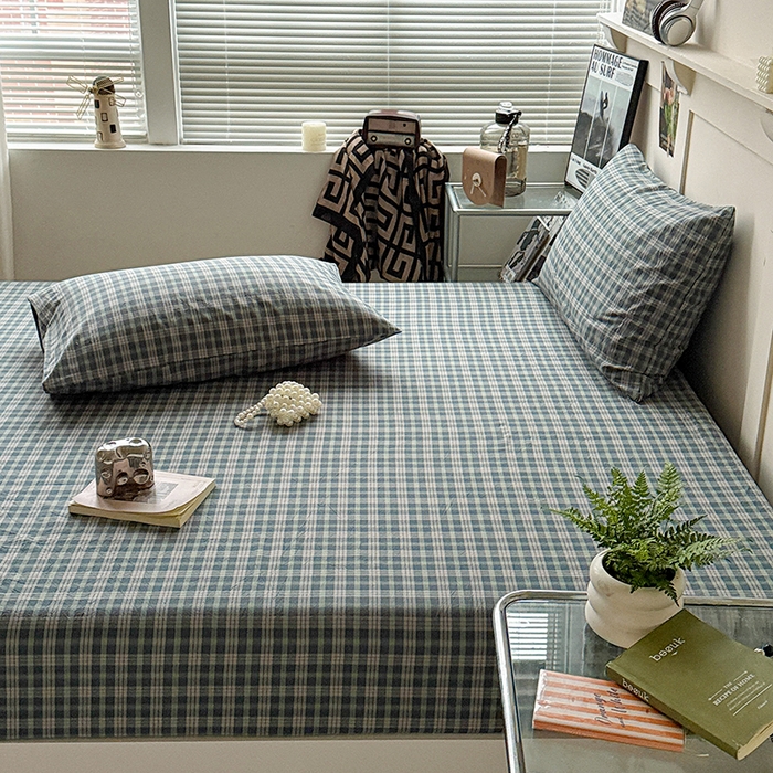 91家纺网 家纺一手货源 找家纺 大柏树 2026新款全棉纯棉水洗棉单床笠单品床笠床笠单件 维尼蓝