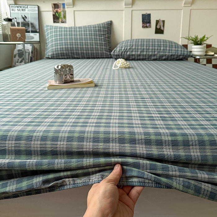 91家纺网 家纺一手货源 找家纺 大柏树 2026新款全棉纯棉水洗棉单床笠单品床笠床笠单件 维尼蓝