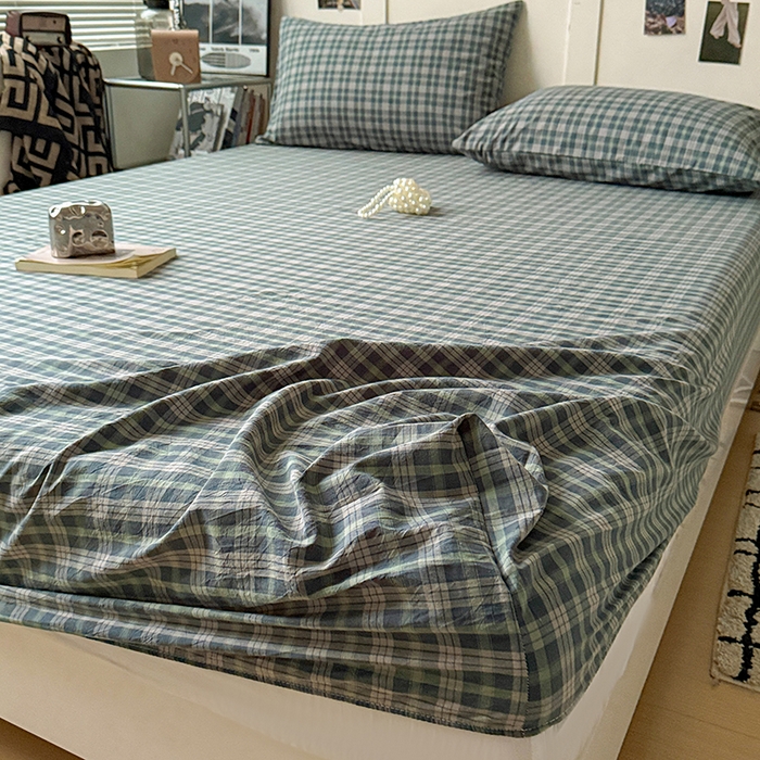 91家纺网 家纺一手货源 找家纺 大柏树 2026新款全棉纯棉水洗棉单床笠单品床笠床笠单件 维尼蓝