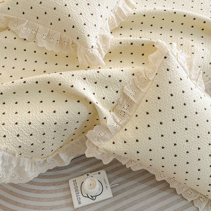 91家纺网 家纺一手货源 找家纺 羽爱家纺 2026新款全棉水洗韩版花边床盖四件套 心印柔