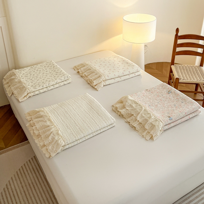 91家纺网 家纺一手货源 找家纺 羽爱家纺 2026新款全棉水洗韩版花边床盖四件套 组合图仅展示