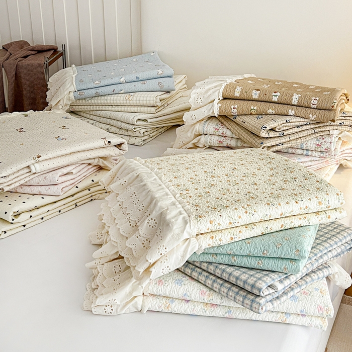 91家纺网 家纺一手货源 找家纺 羽爱家纺 2026新款全棉水洗韩版花边床盖四件套 组合图仅展示