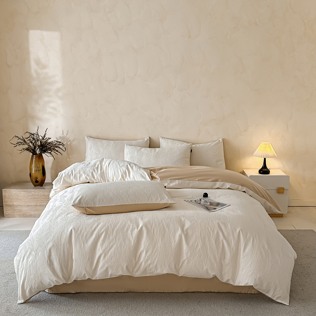 91家纺网 家纺一手货源 找家纺 （总）拼社家纺 2026新款A类全棉亮面提花四件套厚织浮雕提花全棉四件套（独家专版花型）