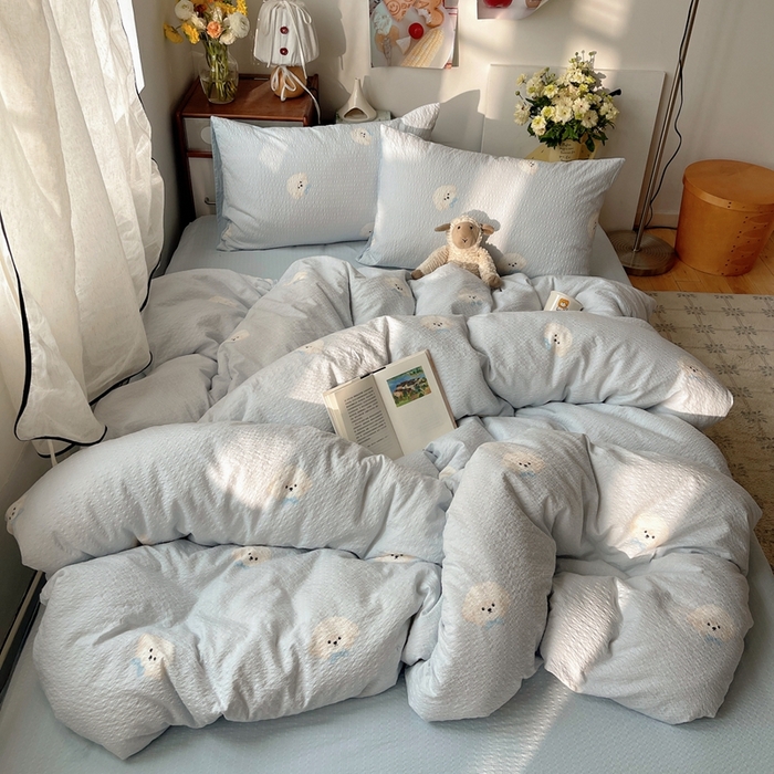 91家纺网 家纺一手货源 找家纺 （总）贝扬思家纺 2026新款高品质A类泡芙纱普通款四件套-110g-(软软糯糯小红书推荐~)