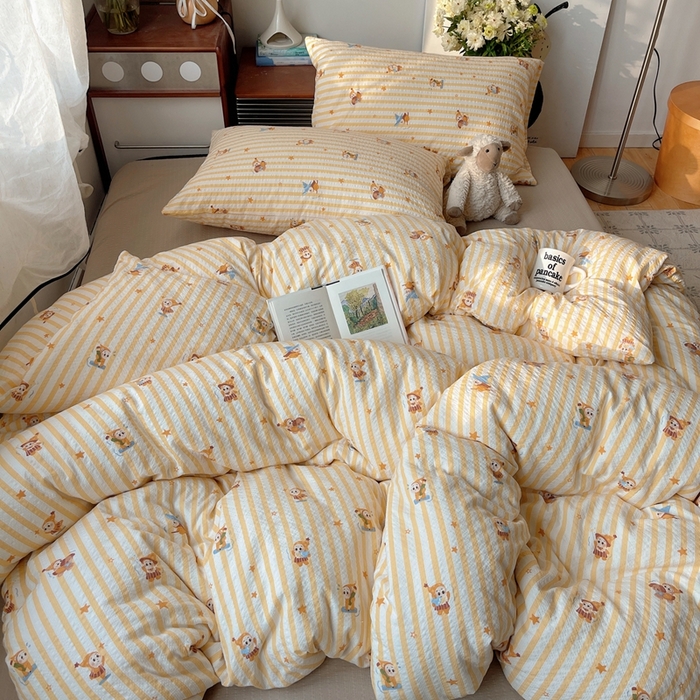 91家纺网 家纺一手货源 找家纺 （总）贝扬思家纺 2026新款高品质A类泡芙纱普通款四件套-110g-(软软糯糯小红书推荐~)