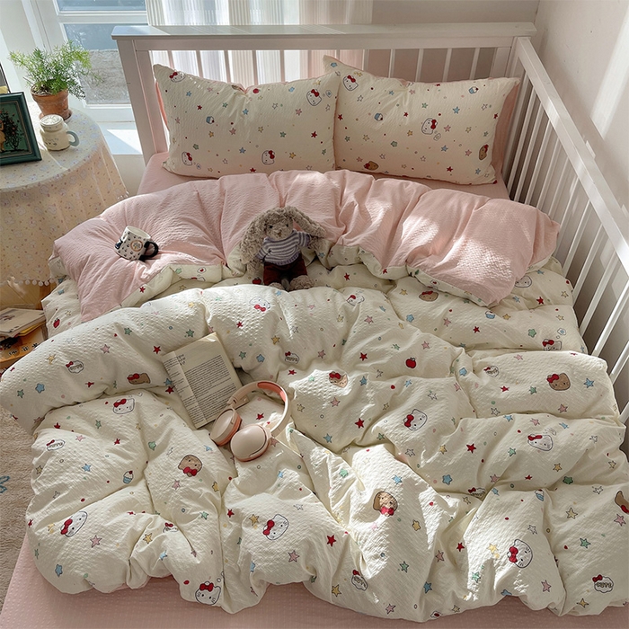 91家纺网 家纺一手货源 找家纺 （总）贝扬思家纺 2026新款高品质A类泡芙纱普通款四件套-110g-(软软糯糯小红书推荐~)