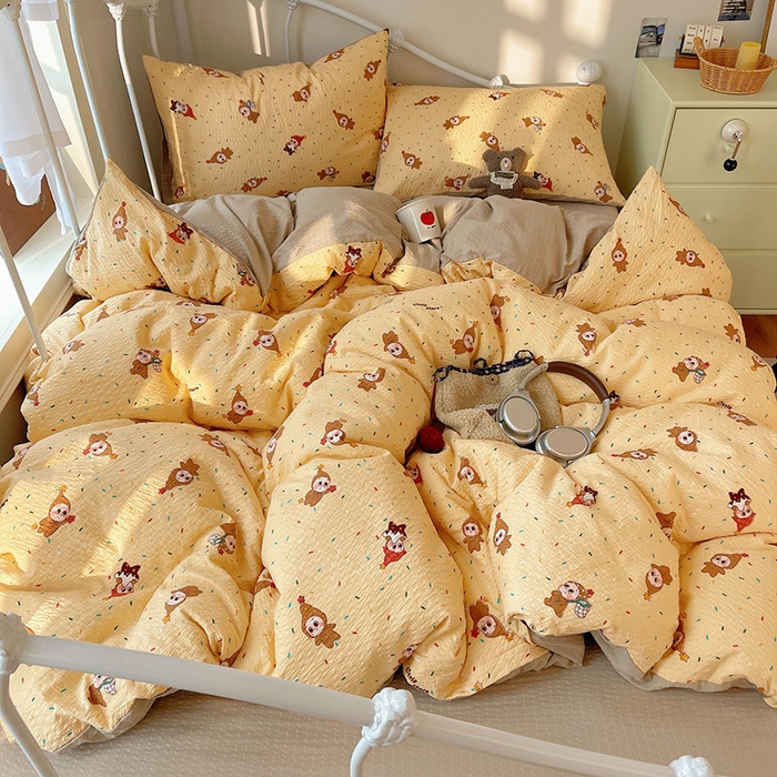 91家纺网 家纺一手货源 找家纺 （总）贝扬思家纺 2026新款高品质A类泡芙纱普通款四件套-110g-(软软糯糯小红书推荐~)