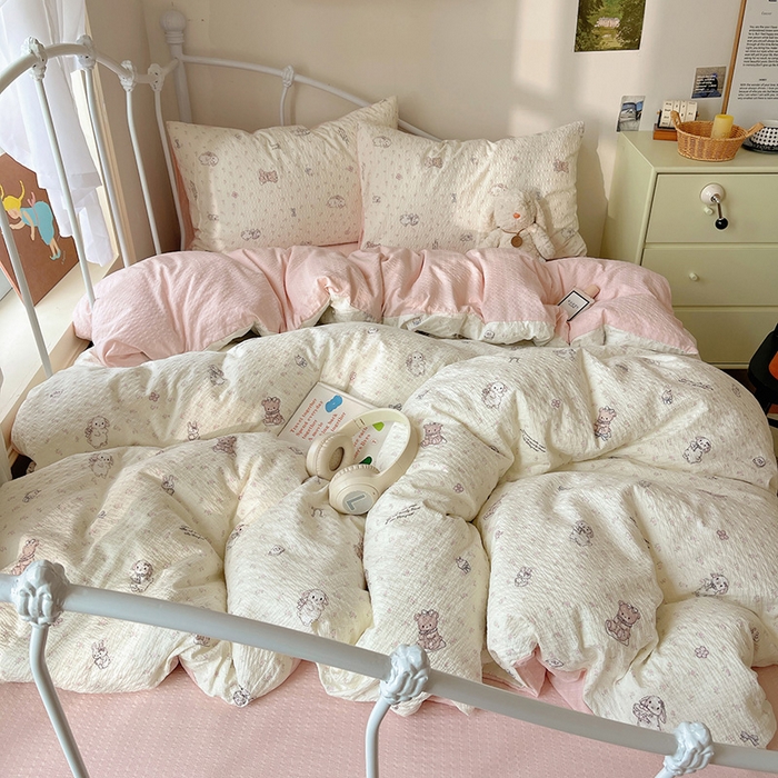 91家纺网 家纺一手货源 找家纺 （总）贝扬思家纺 2026新款高品质A类泡芙纱普通款四件套-110g-(软软糯糯小红书推荐~)