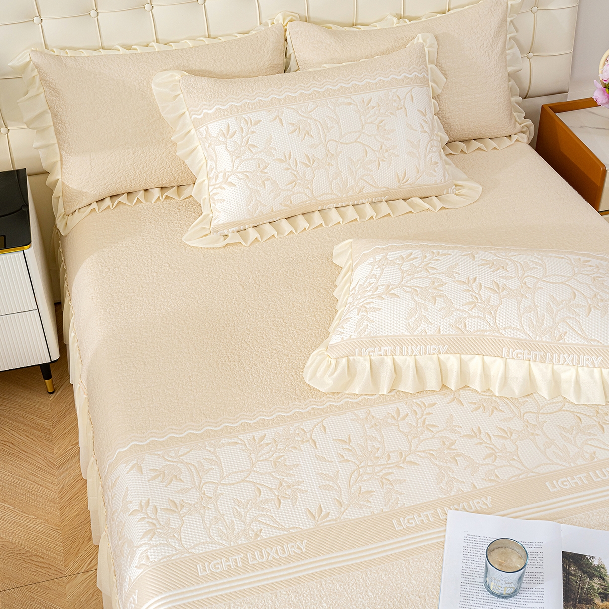 91家纺网 家纺一手货源 找家纺 （总）冬然家纺 2026新款【清凉一夏系列】冰豆豆凉席床裙款