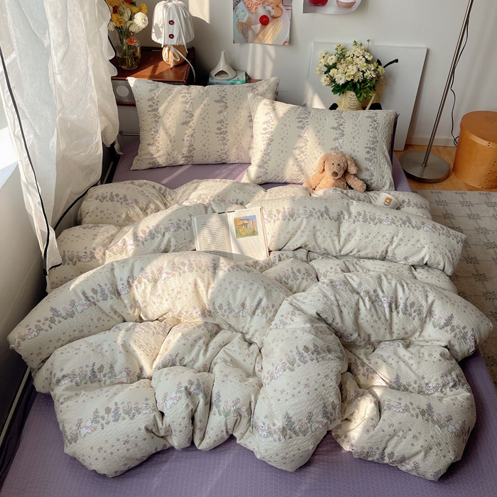 91家纺网 家纺一手货源 找家纺 （总）贝扬思家纺 2026新款高品质A类泡芙纱普通款四件套-110g-(软软糯糯小红书推荐~)