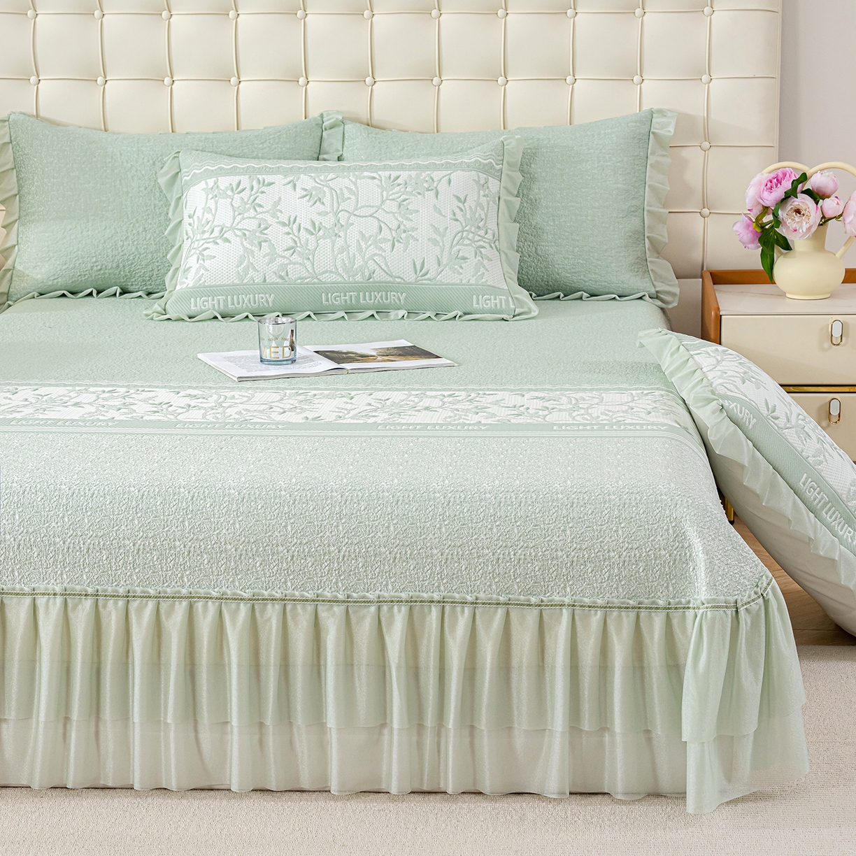 91家纺网 家纺一手货源 找家纺 （总）冬然家纺 2026新款【清凉一夏系列】冰豆豆凉席床裙款