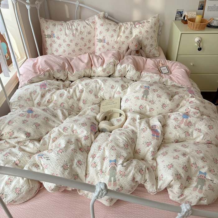 91家纺网 家纺一手货源 找家纺 （总）贝扬思家纺 2026新款高品质A类泡芙纱普通款四件套-110g-(软软糯糯小红书推荐~)