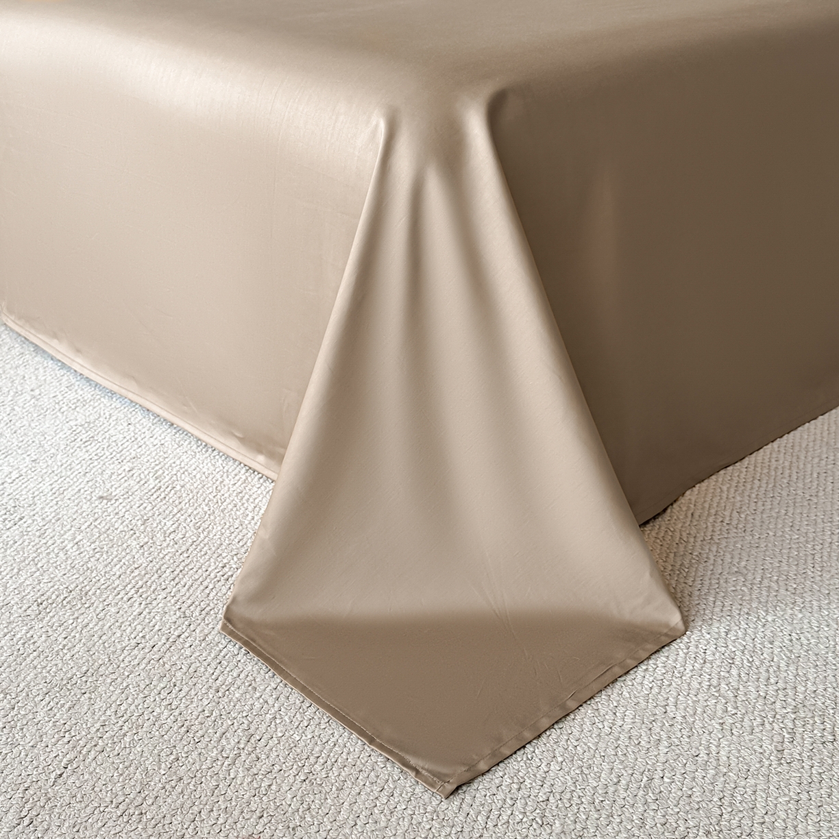 91家纺网 家纺一手货源 找家纺 拼社家纺 2026新款A类全棉亮面提花四件套厚织浮雕提花全棉四件套（独家专版花型） 星影-浅咖