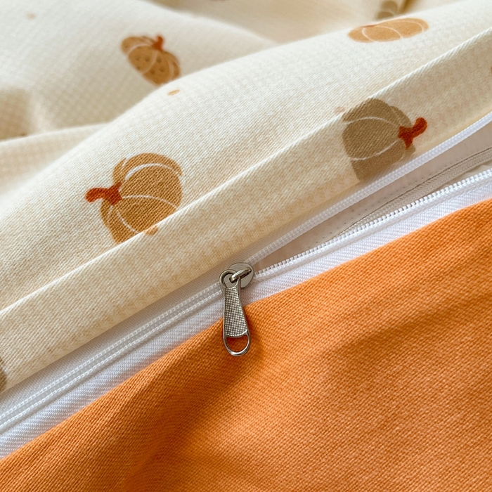 91家纺网 家纺一手货源 找家纺 简约 2025新款全棉四件套活性生态磨毛四件套 贝贝南瓜-米