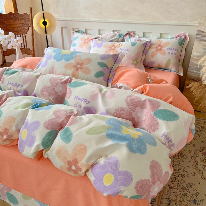 91家纺网 家纺一手货源 找家纺 简约 2025新款全棉四件套活性生态磨毛四件套 洛城时光