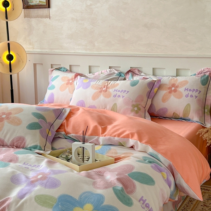 91家纺网 家纺一手货源 找家纺 简约 2025新款全棉四件套活性生态磨毛四件套 洛城时光