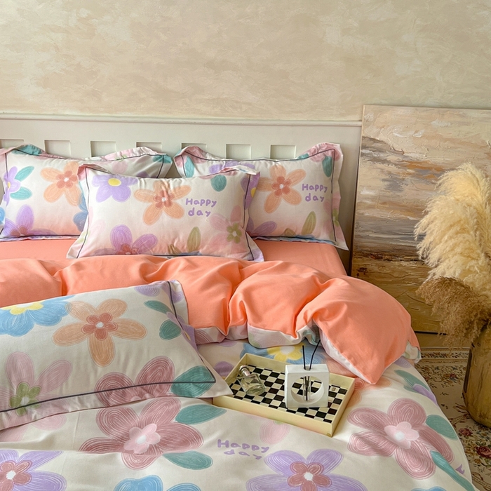 91家纺网 家纺一手货源 找家纺 简约 2025新款全棉四件套活性生态磨毛四件套 洛城时光