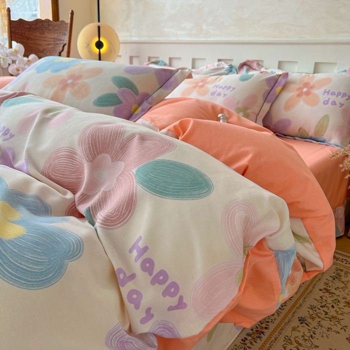 91家纺网 家纺一手货源 找家纺 简约 2025新款全棉四件套活性生态磨毛四件套 洛城时光