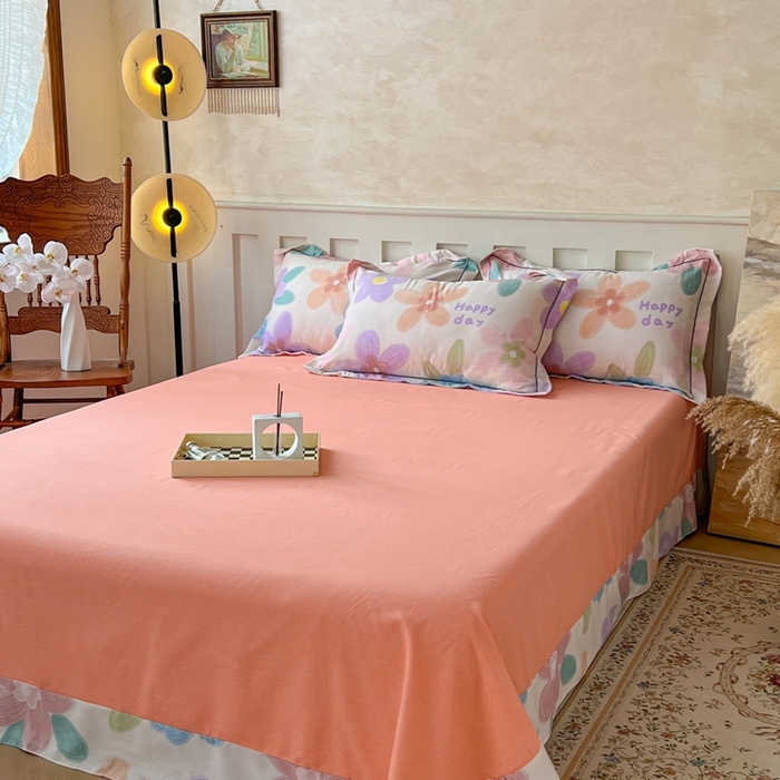 91家纺网 家纺一手货源 找家纺 简约 2025新款全棉四件套活性生态磨毛四件套 洛城时光