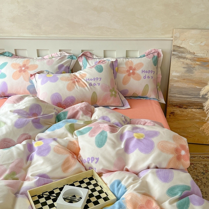 91家纺网 家纺一手货源 找家纺 简约 2025新款全棉四件套活性生态磨毛四件套 洛城时光