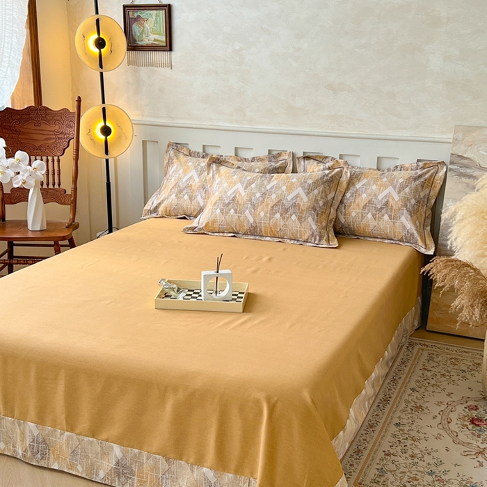 91家纺网 家纺一手货源 找家纺 简约 2025新款全棉四件套活性生态磨毛四件套 妮可-咖