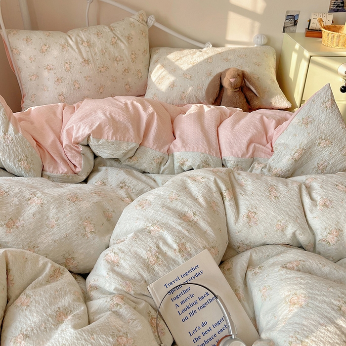 91家纺网 家纺一手货源 找家纺 贝扬思家纺 2026新款高品质A类泡芙纱普通款四件套-110g-(软软糯糯小红书推荐~) 柔诗意