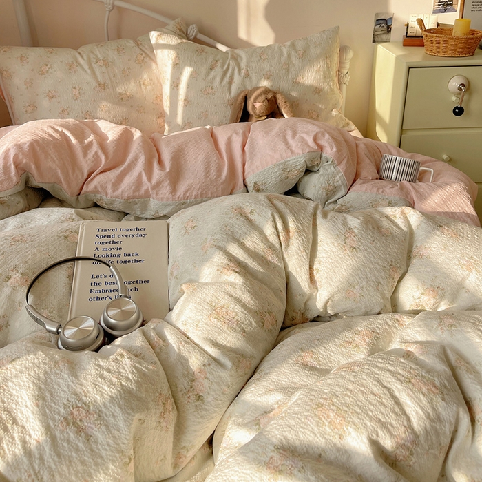 91家纺网 家纺一手货源 找家纺 贝扬思家纺 2026新款高品质A类泡芙纱普通款四件套-110g-(软软糯糯小红书推荐~) 柔诗意