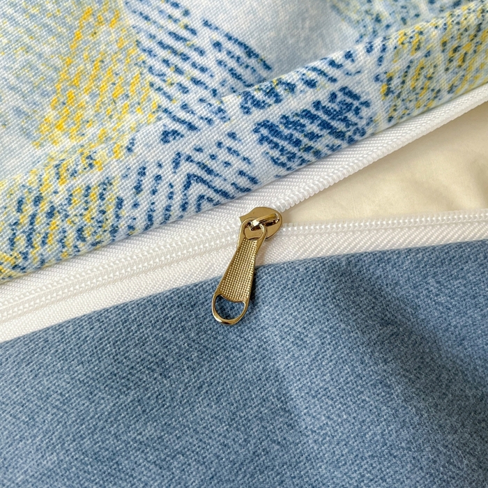 91家纺网 家纺一手货源 找家纺 简约 2025新款全棉四件套活性生态磨毛四件套 妮可-蓝