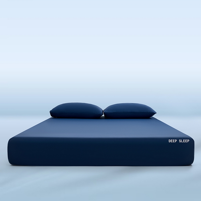 91家纺网 家纺一手货源 找家纺 三盛源 2026新款锦氨凉感床笠单件夏季冰丝床垫套床罩席梦思保护罩凉感丝滑 深邃蓝