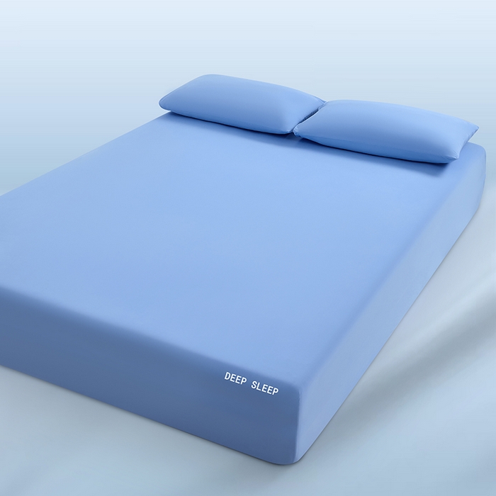 91家纺网 家纺一手货源 找家纺 三盛源 2026新款锦氨凉感床笠单件夏季冰丝床垫套床罩席梦思保护罩凉感丝滑 海盐蓝