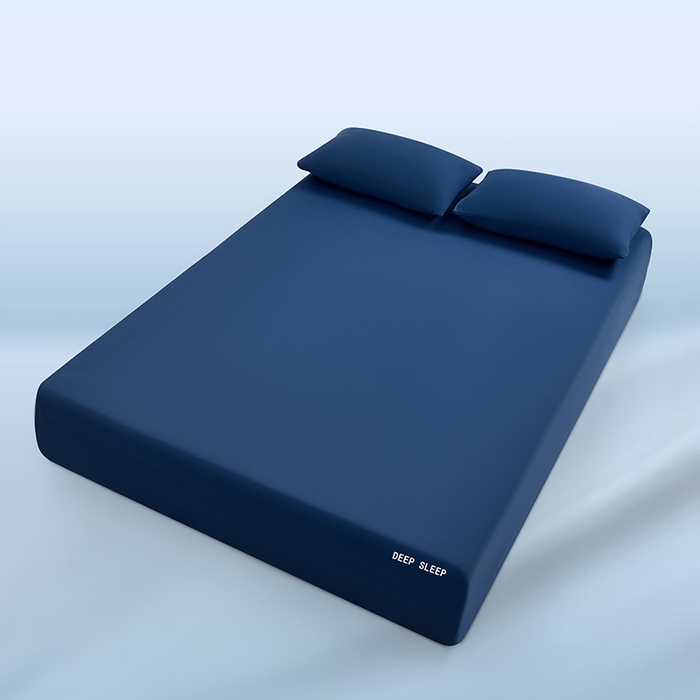 91家纺网 家纺一手货源 找家纺 三盛源 2026新款锦氨凉感床笠单件夏季冰丝床垫套床罩席梦思保护罩凉感丝滑 深邃蓝