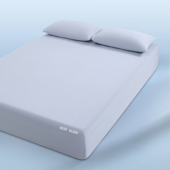 91家纺网 家纺一手货源 找家纺 三盛源 2026新款锦氨凉感床笠单件夏季冰丝床垫套床罩席梦思保护罩凉感丝滑 优雅灰