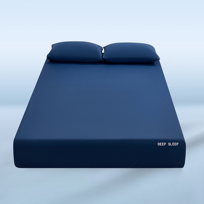 91家纺网 家纺一手货源 找家纺 三盛源 2026新款锦氨凉感床笠单件夏季冰丝床垫套床罩席梦思保护罩凉感丝滑 深邃蓝