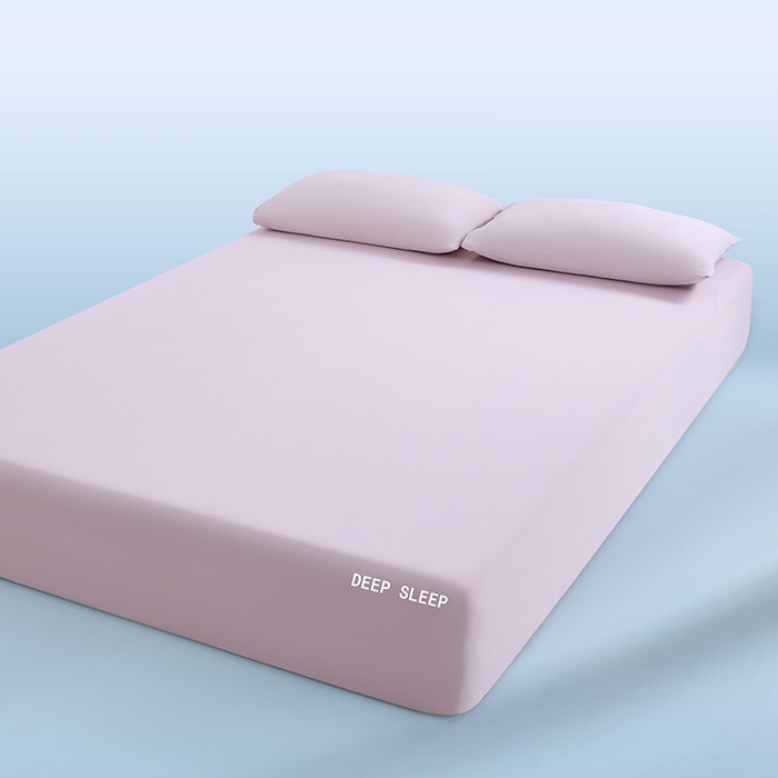 91家纺网 家纺一手货源 找家纺 三盛源 2026新款锦氨凉感床笠单件夏季冰丝床垫套床罩席梦思保护罩凉感丝滑 瓷粉