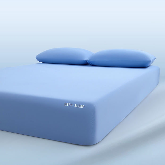 91家纺网 家纺一手货源 找家纺 三盛源 2026新款锦氨凉感床笠单件夏季冰丝床垫套床罩席梦思保护罩凉感丝滑 海盐蓝