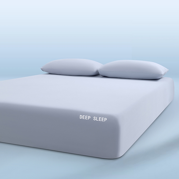 91家纺网 家纺一手货源 找家纺 三盛源 2026新款锦氨凉感床笠单件夏季冰丝床垫套床罩席梦思保护罩凉感丝滑 优雅灰