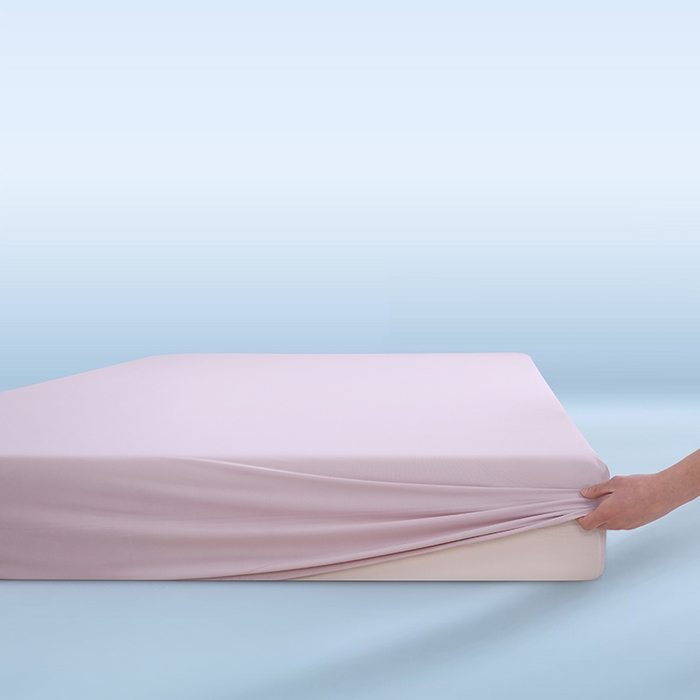 91家纺网 家纺一手货源 找家纺 三盛源 2026新款锦氨凉感床笠单件夏季冰丝床垫套床罩席梦思保护罩凉感丝滑 瓷粉