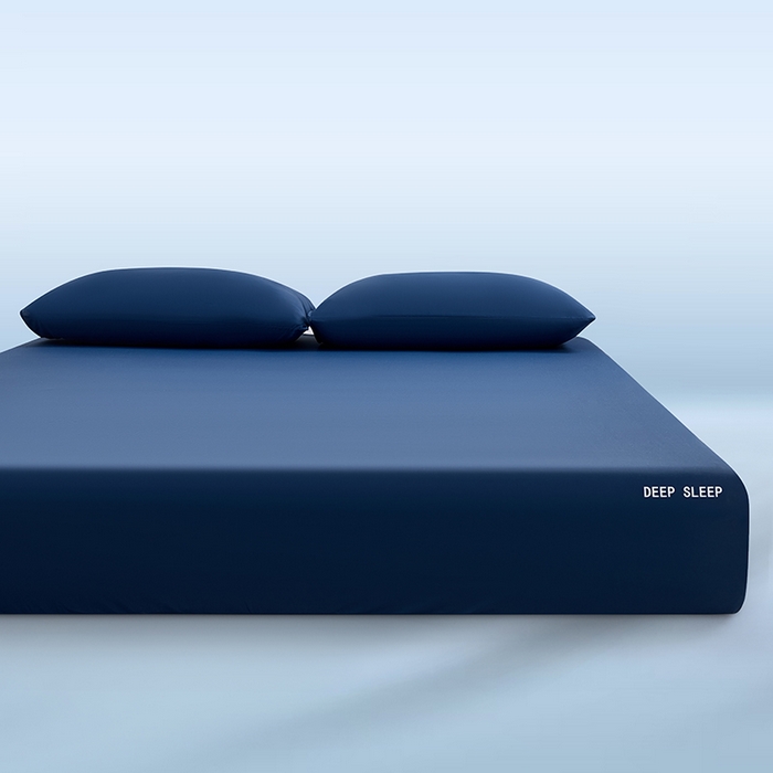 91家纺网 家纺一手货源 找家纺 三盛源 2026新款锦氨凉感床笠单件夏季冰丝床垫套床罩席梦思保护罩凉感丝滑 深邃蓝