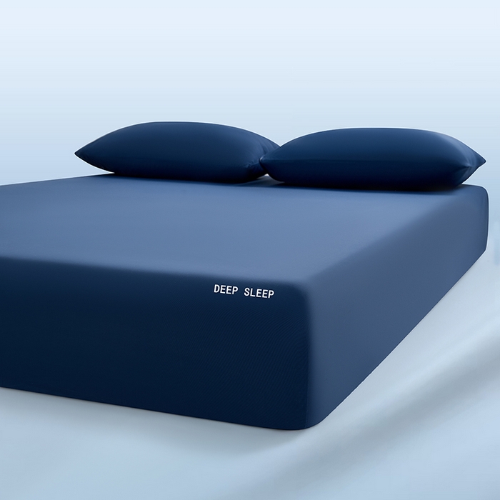 91家纺网 家纺一手货源 找家纺 三盛源 2026新款锦氨凉感床笠单件夏季冰丝床垫套床罩席梦思保护罩凉感丝滑 深邃蓝