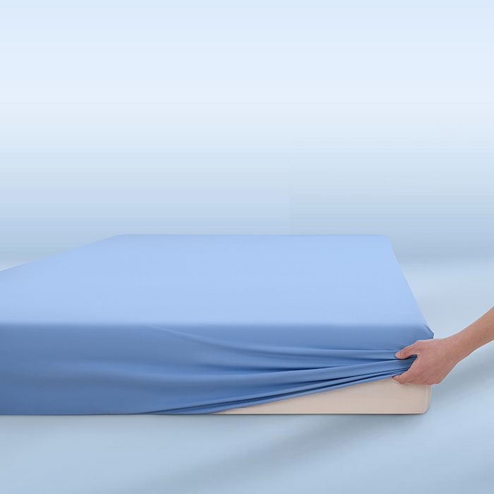 91家纺网 家纺一手货源 找家纺 三盛源 2026新款锦氨凉感床笠单件夏季冰丝床垫套床罩席梦思保护罩凉感丝滑 海盐蓝