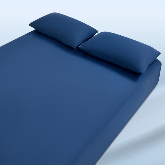 91家纺网 家纺一手货源 找家纺 三盛源 2026新款锦氨凉感床笠单件夏季冰丝床垫套床罩席梦思保护罩凉感丝滑 深邃蓝